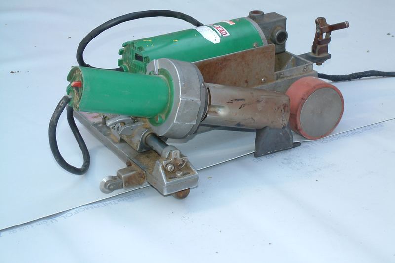 Hot-air welder used to seal roofing membrane