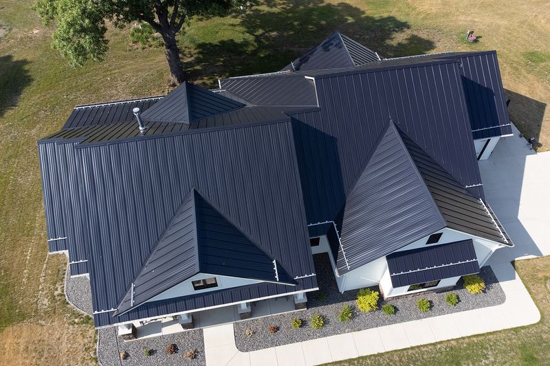 Home with a standing-seam metal roof